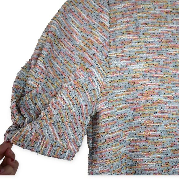 Loft Top S Womens Knit Multicolor 3/4 Sleeve Cotton Blend Boho Round Neck - Picture 8 of 8